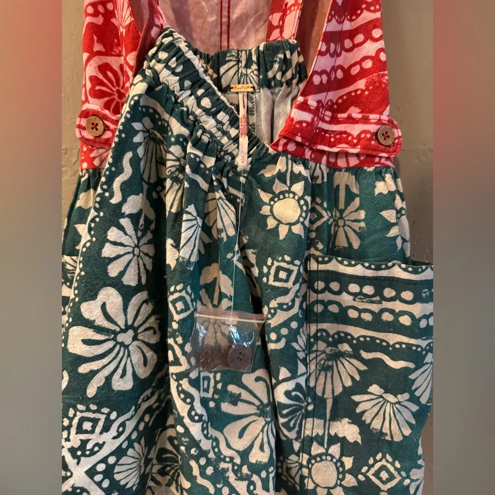 Free People Palm Bay Printed Shortalls Romper - M